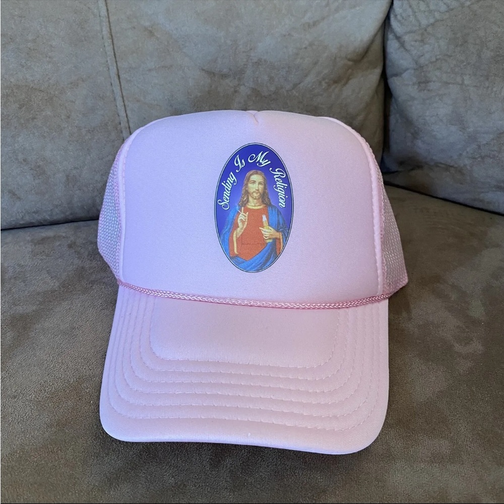 Nelk Boys Full Send ‘Sending Is My Religion’ Trucker Hat - Pink